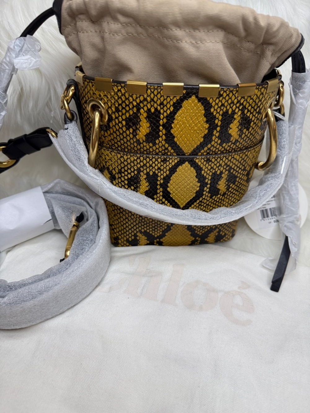 Chloé Mini Roy Python Bucket Bag - Picture 11 of 13